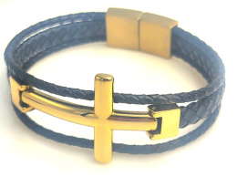BRANSOLETKA MĘSKA POZŁACANA SYMBOL KRZYŻA